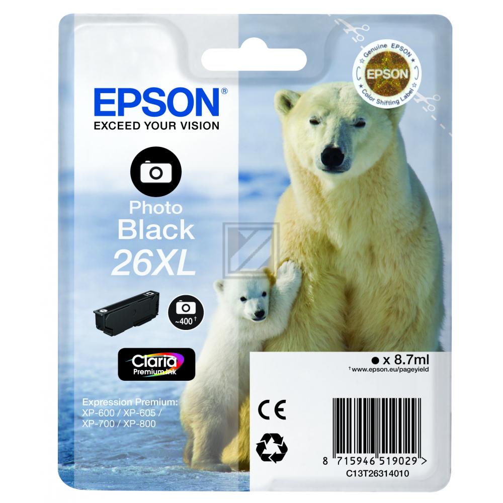 C13T26314010 // 26XL / schwarz / original EPSON Tintenpatrone schwarz hell / C13T26314010 / 400 S. / 8.70 ml