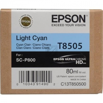C13T850500 // T8505 / cyan / original EPSON Tintenpatrone cyan hell / C13T850500 / 80.00 ml