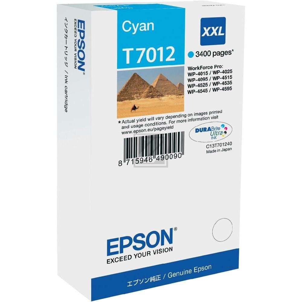 C13T70124010 // T7012 / cyan / original EPSON Tintenpatrone cyan / C13T70124010 / 3400 S. / 34.20 ml