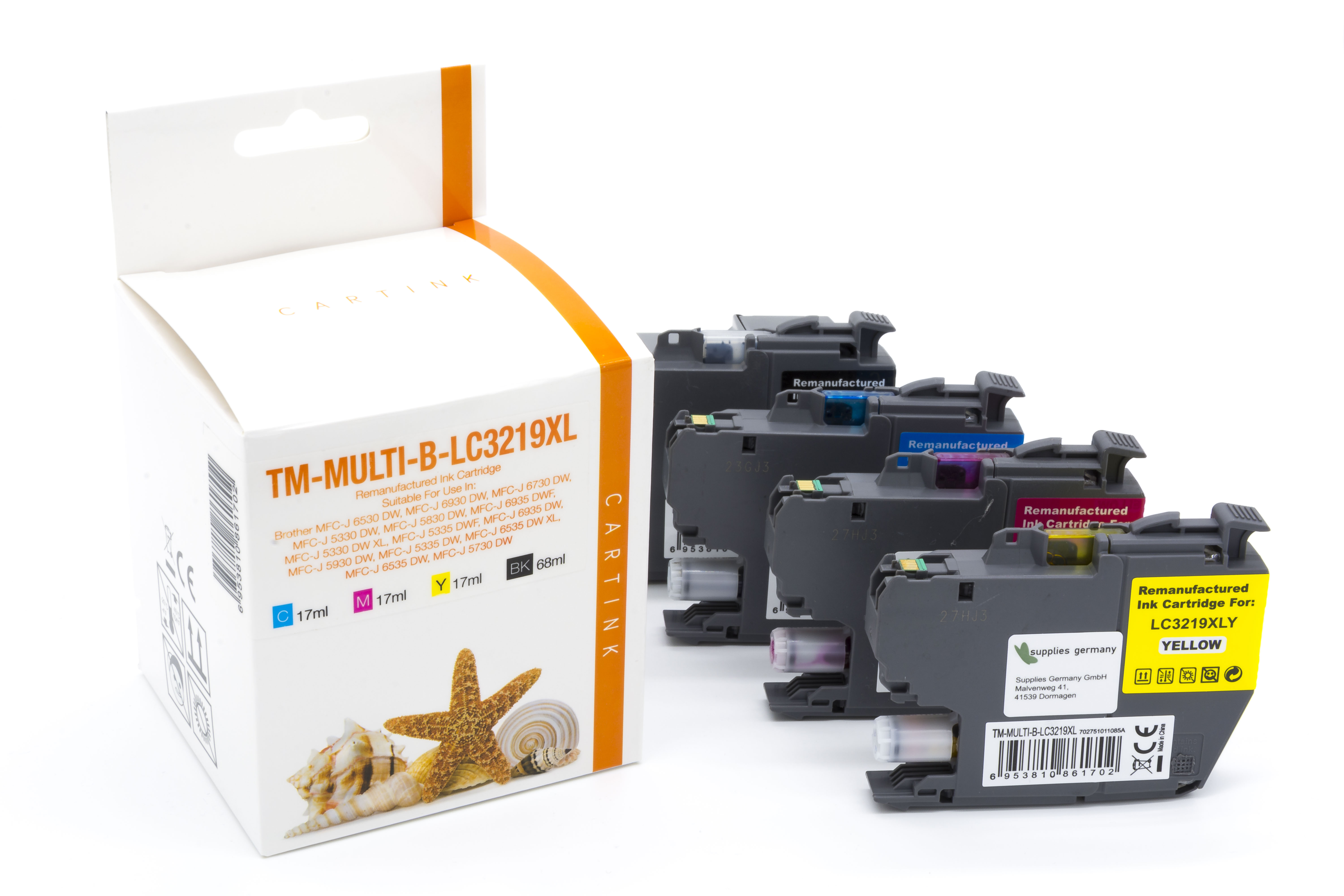 Alternativ Tinte für Brother / LC3219XL / Bk68ml/CMY17ml  (PATENTSICHER)