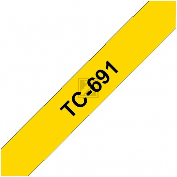 TC691 / schwarz gelb / original BROTHER PTouch Farbband / TC691