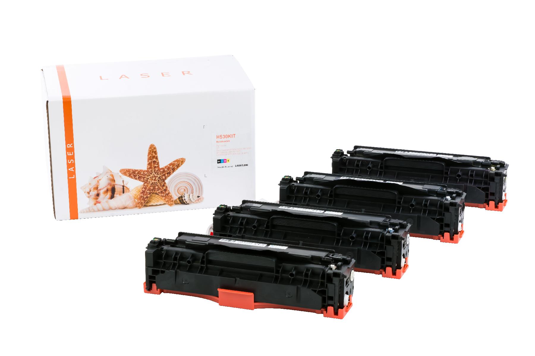 Alternativ Toner Rainbowkit für HP / CC530 / BK3.500 / CMY2.800 Seiten