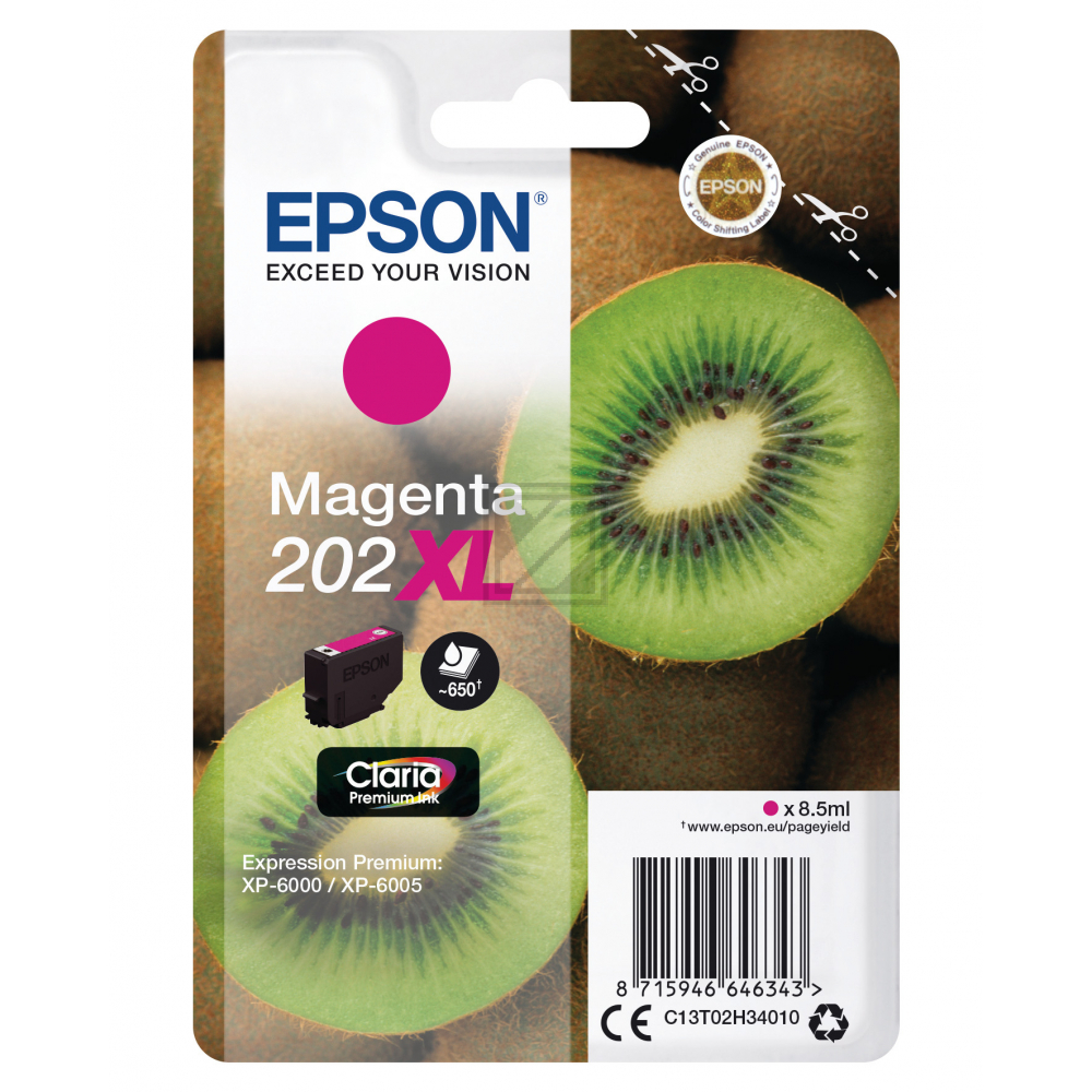 C13T02H34010 // 202XL / original EPSON Tintenpatrone magenta / C13T02H34010 / 650 S. / 8.50 ml