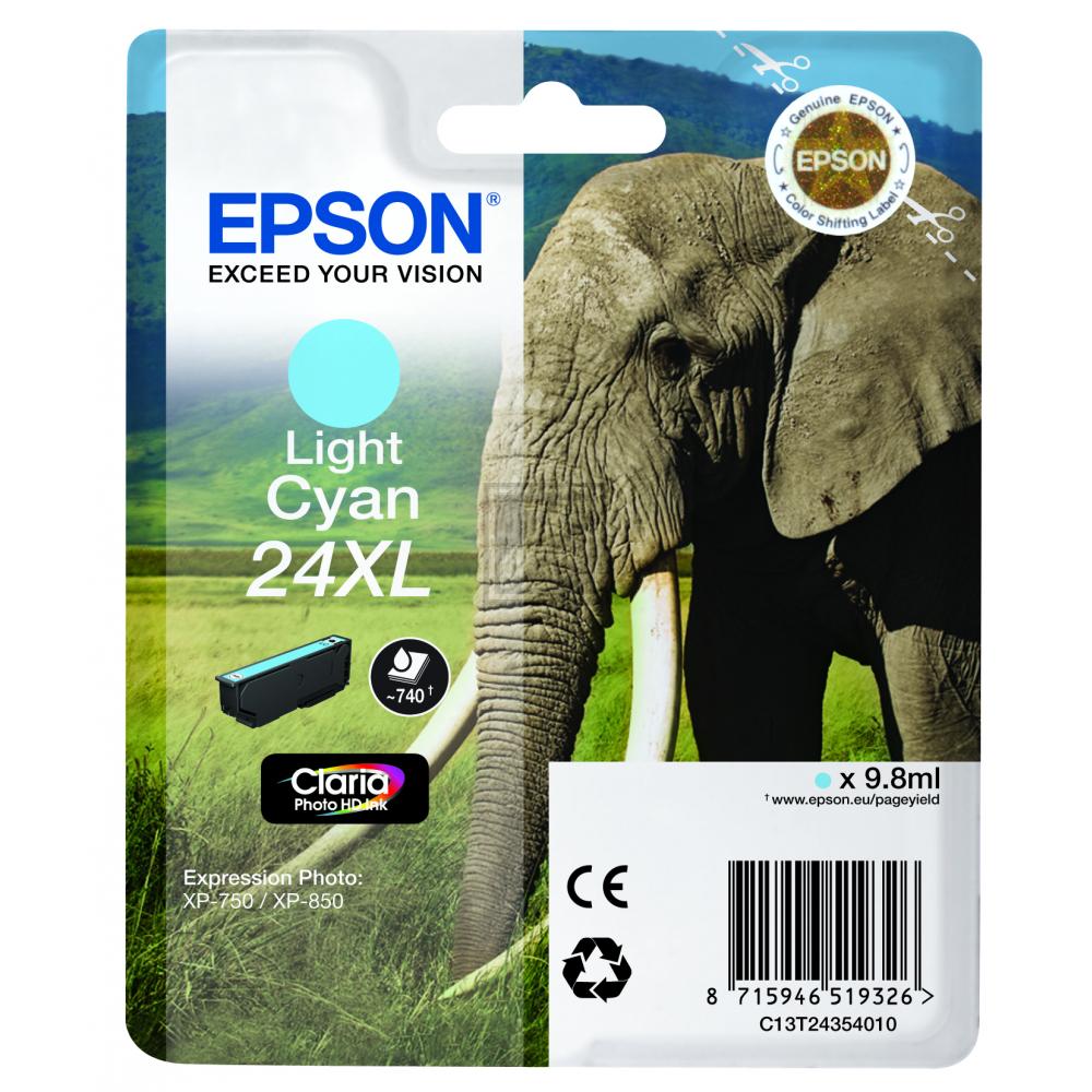 C13T24354012 // 24XL / cyan / original EPSON Tintenpatrone cyan hell / C13T24354012 / 500 S. / 9.80 ml