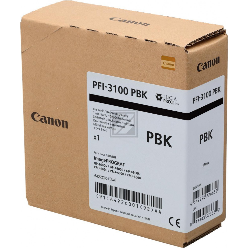 6422C001 // PFI3100PBK / schwarz / original Canon  / 6422C001 / 160.00 ml