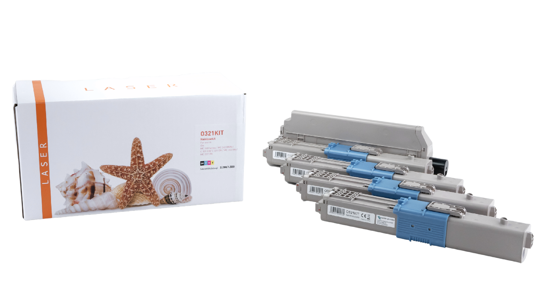 Alternativ Toner Rainbowkit für Oki / 4497353336 / BK2.200 /CMY1.500 Seiten