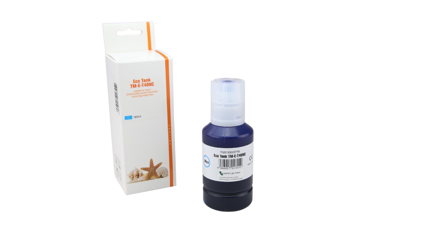 Alternativ T49NC Eco Tank Nachfüllflasche Cyan für Epson / C13T49N200 / 140ml