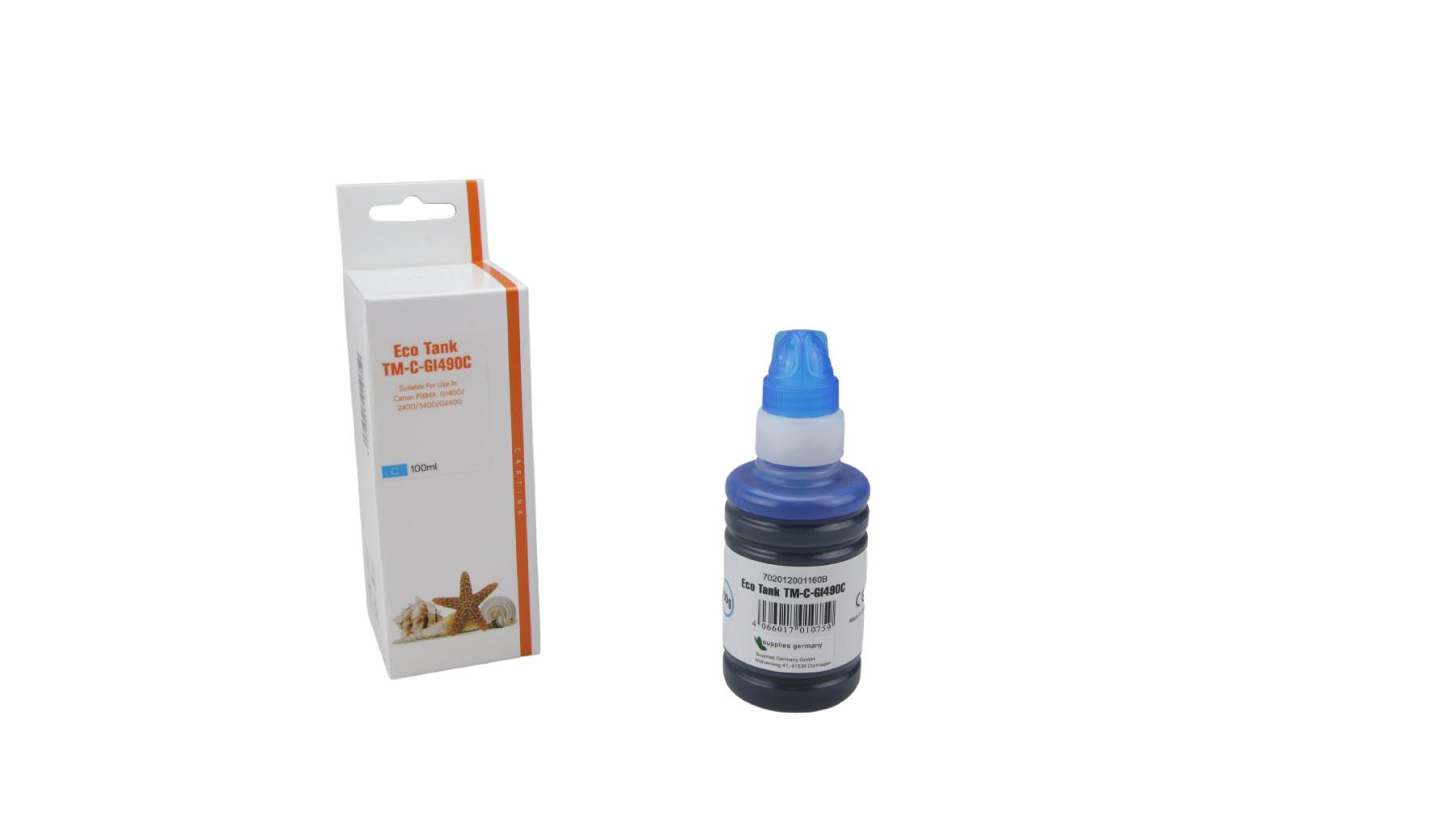 Alternativ GI490C Eco Tank Nachfüllflasche Cyan für Canon / GI490C / 100ml