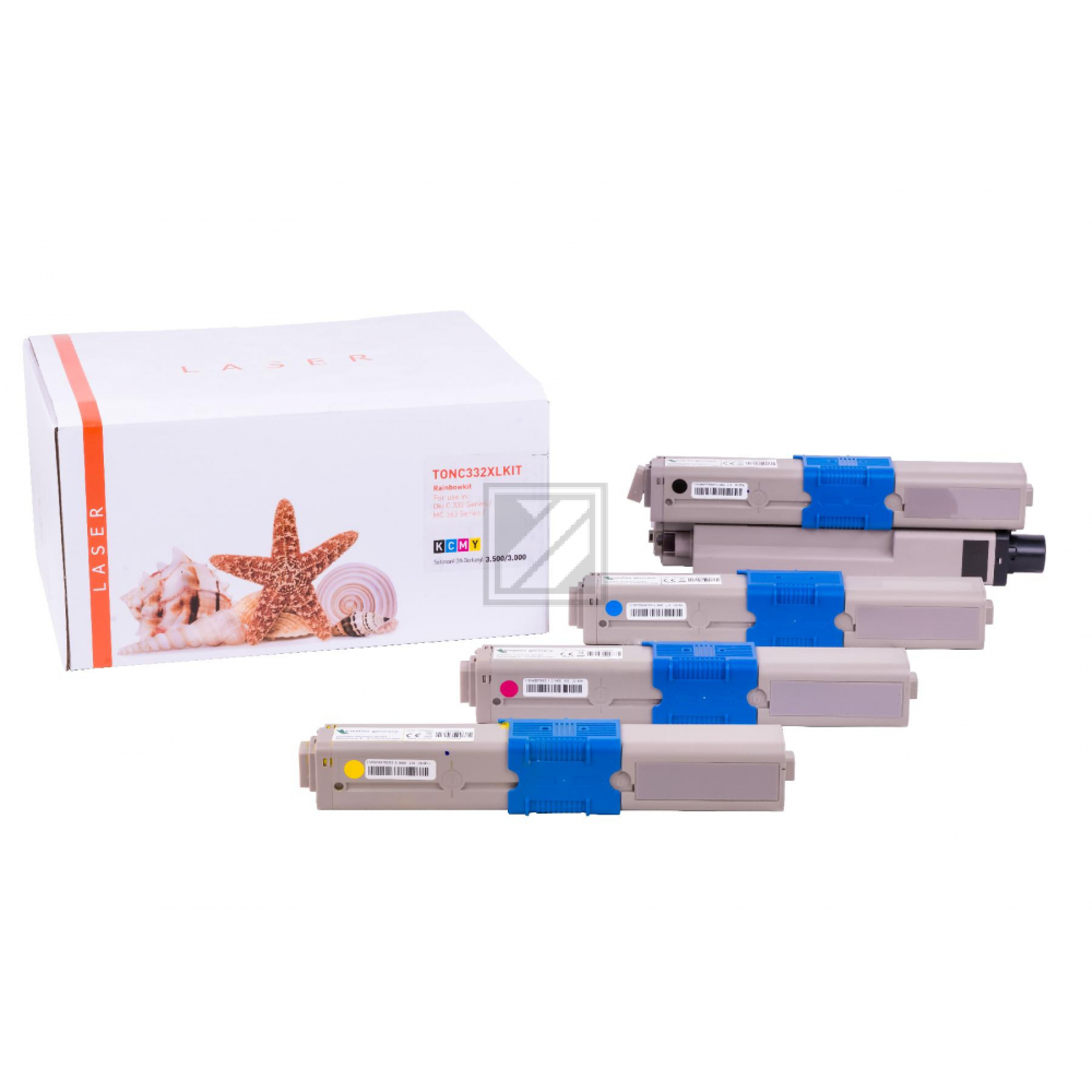 Alternativ Toner Rainbowkit für Oki / 4650870946508712 / BK3.500 / CMY3.000 Seiten