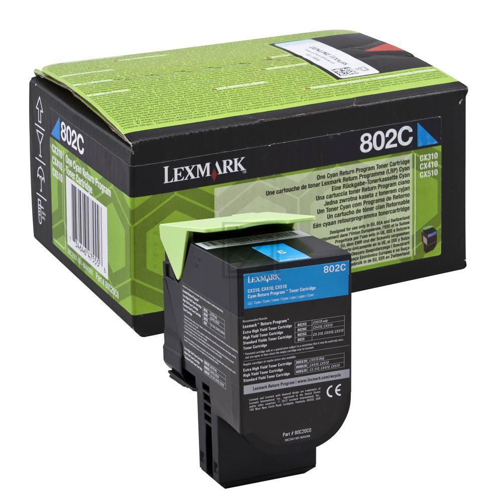 80C20C0 // 802C / cyan / original LEXMARK Toner cyan / 80C20C0 / 1000 S.