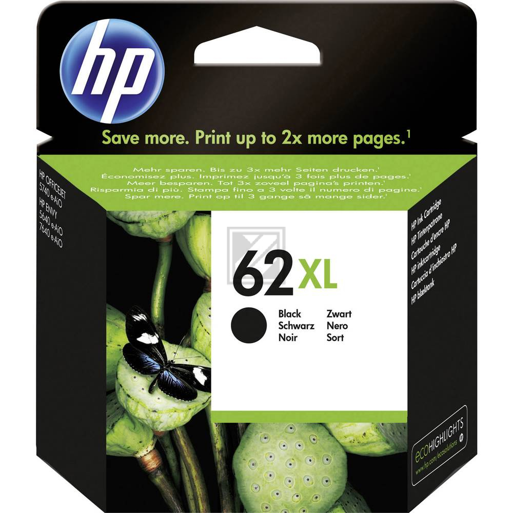 C2P05AE / Nr.62XLBK Original Tinte Black für HP / C2P05AE / 600 Seiten