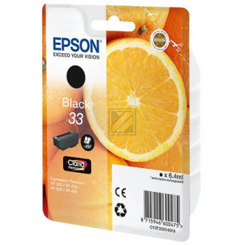 C13T33314012 // 33 / schwarz / original EPSON Tintenpatrone schwarz / C13T33314012 / 250 S. / 6.40 ml