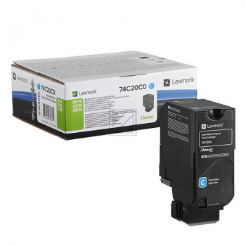 74C20C0 / cyan / original LEXMARK Toner cyan / 74C20C0 / 3000 S.