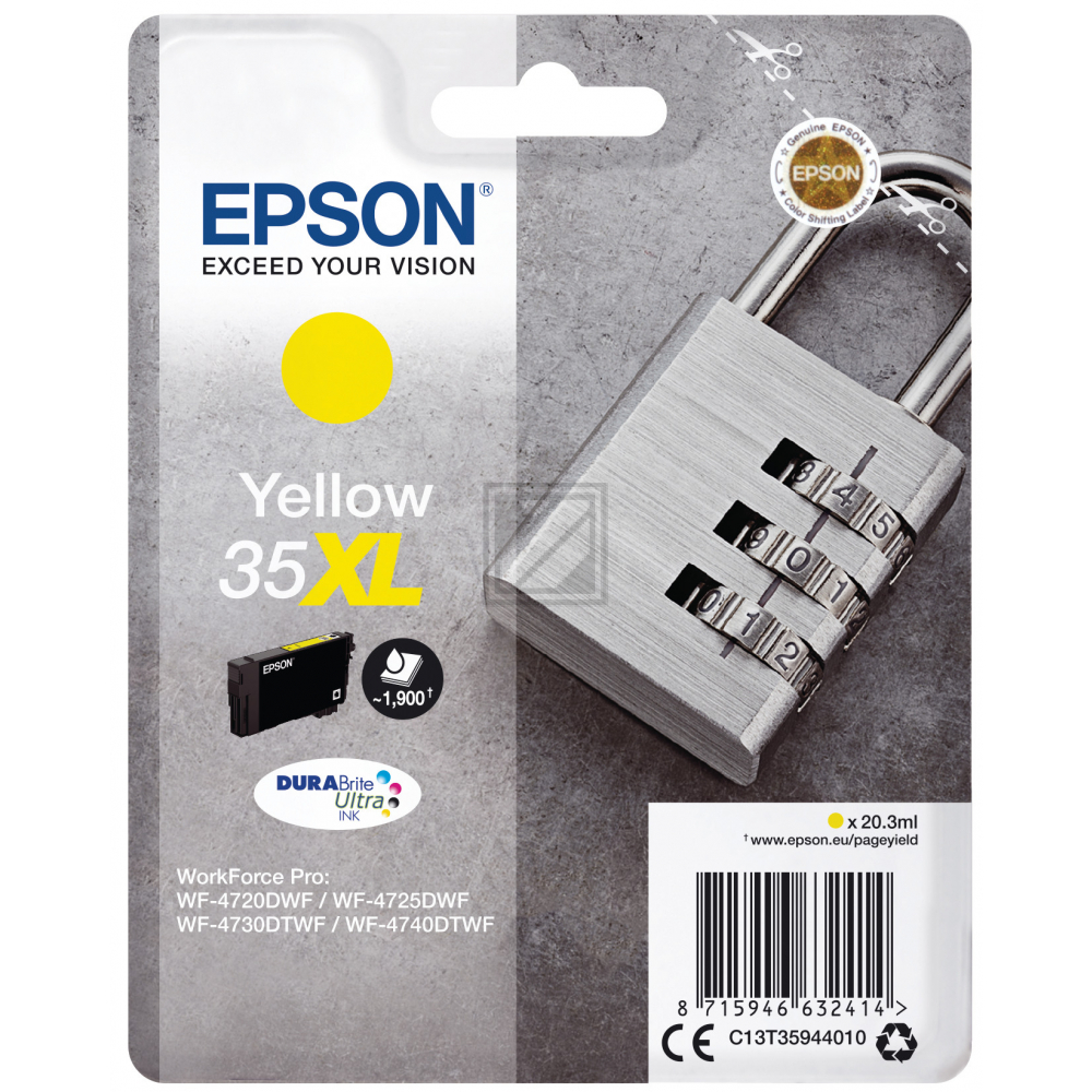 C13T35944010 // 35XL / original EPSON Tintenpatrone gelb / C13T35944010 / 1900 S. / 20.30 ml