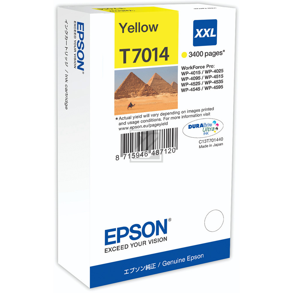 C13T70144010 // T7014 / gelb / original EPSON Tintenpatrone gelb / C13T70144010 / 3400 S. / 34.20 ml