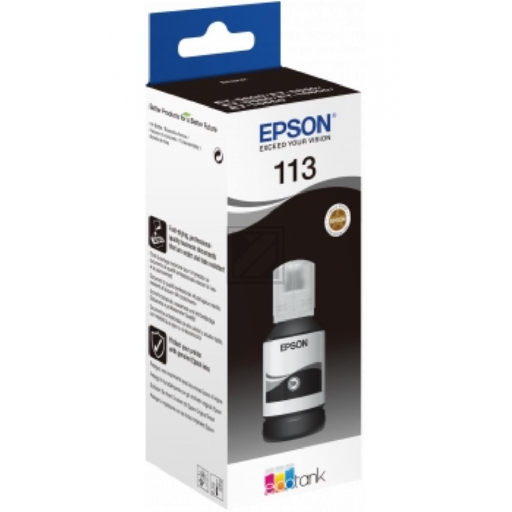 C13T06B140 // 113 / schwarz / original EPSON Tintenflasche schwarz / C13T06B140 / 7500 S. / 127.00 ml