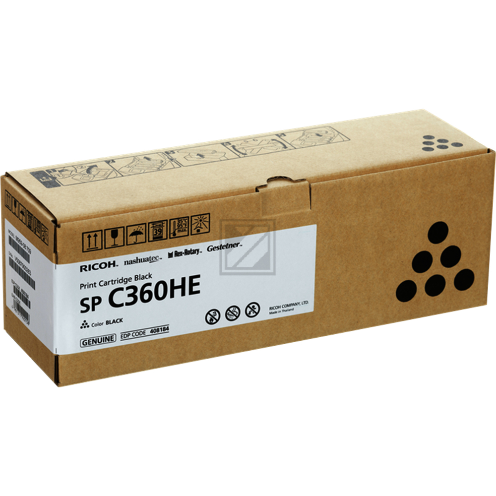 408184 // SPC360HE / schwarz / original RICOH Toner schwarz / 408184 / 7000 S.