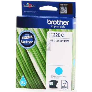LC22EC / cyan / original BROTHER Tintenpatrone cyan / LC22EC / 1200 S. / 11.80 ml