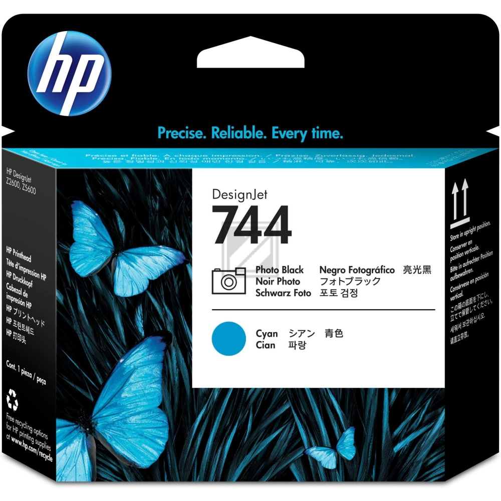 F9J86A // 744 / schwarz cyan / original HP Druckkopf schwarz / F9J86A