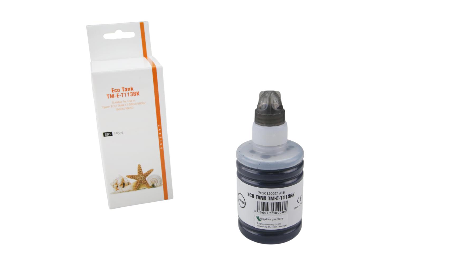 Alternativ T113BK Eco Tank Nachfüllflasche Black für Epson / C13T06B140 / 140ml