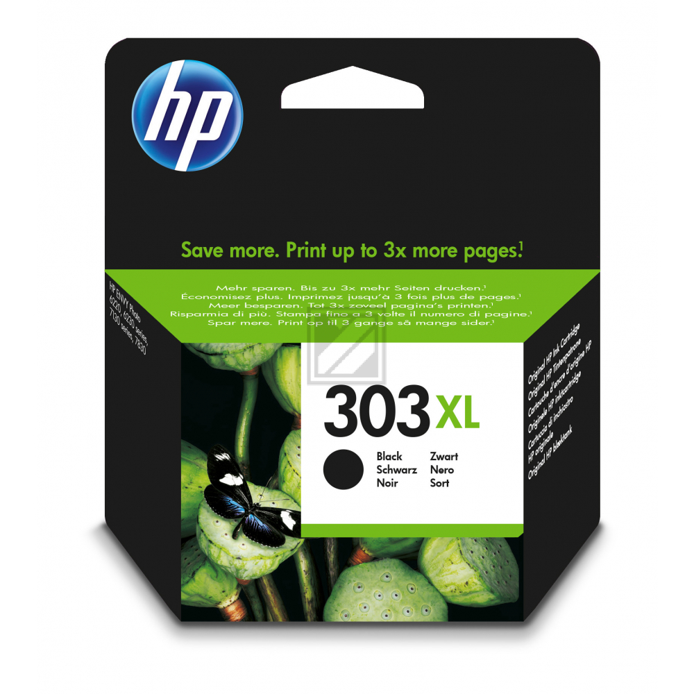 T6N04AE301 // 303XL / schwarz / original HP Druckkopfpatrone schwarz / T6N04AE301 / 600 S. / 12.00 ml
