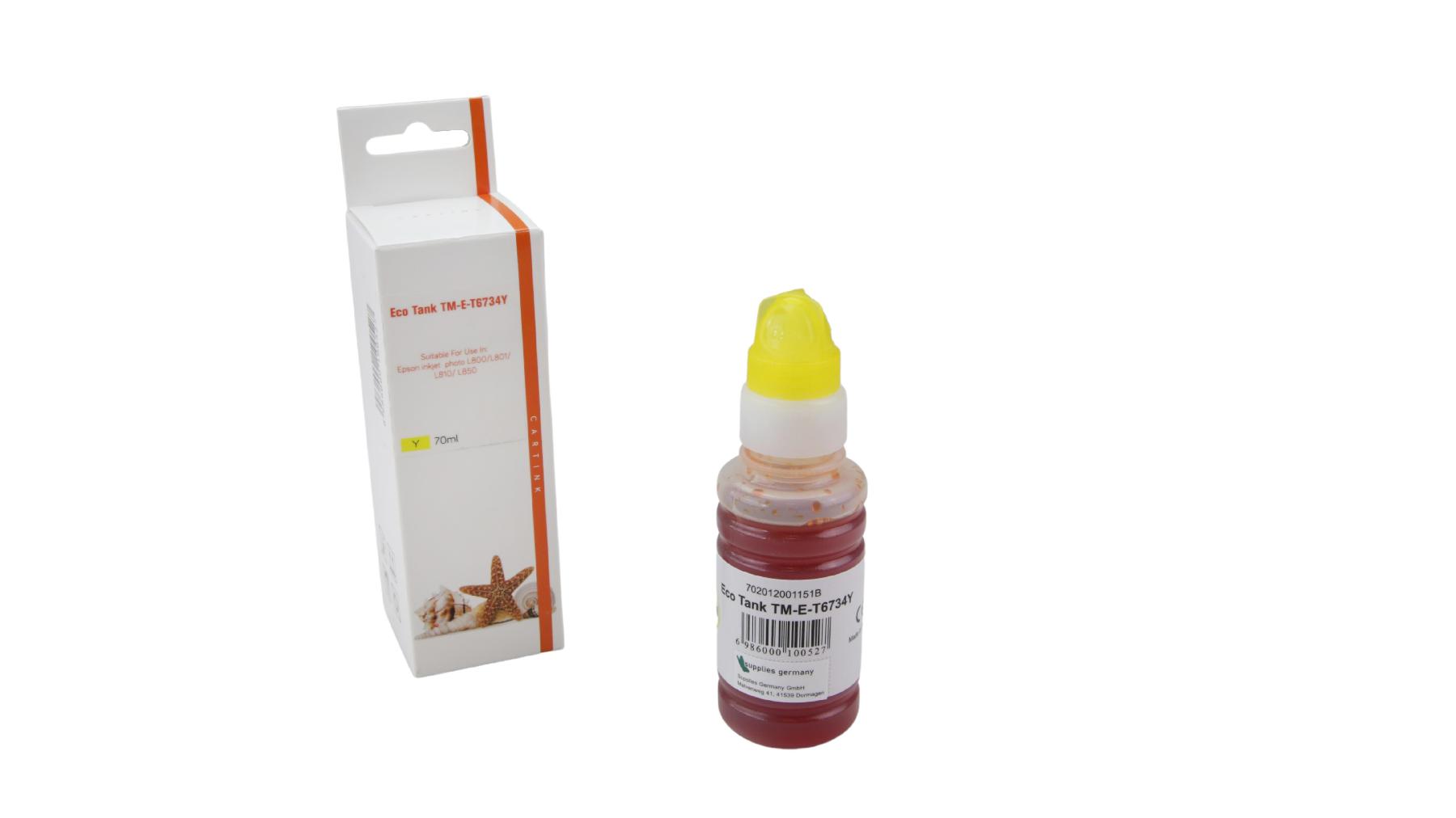 Alternativ T6734Y Eco Tank Nachfüllflasche Yellow für Epson / T6734Y / 70ml