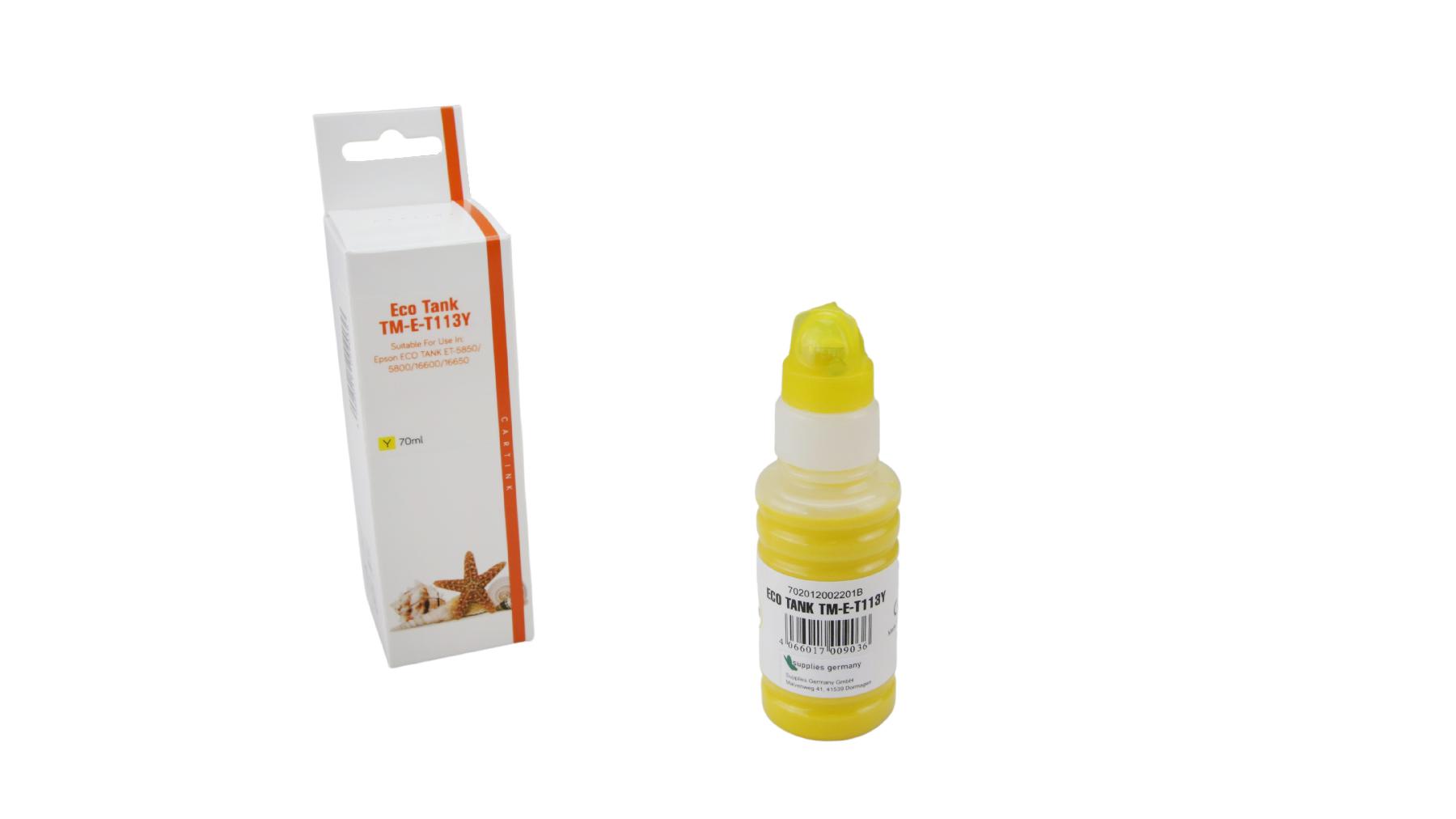 Alternativ T113Y Eco Tank Nachfüllflasche Yellow für Epson / C13T06B440 / 70ml