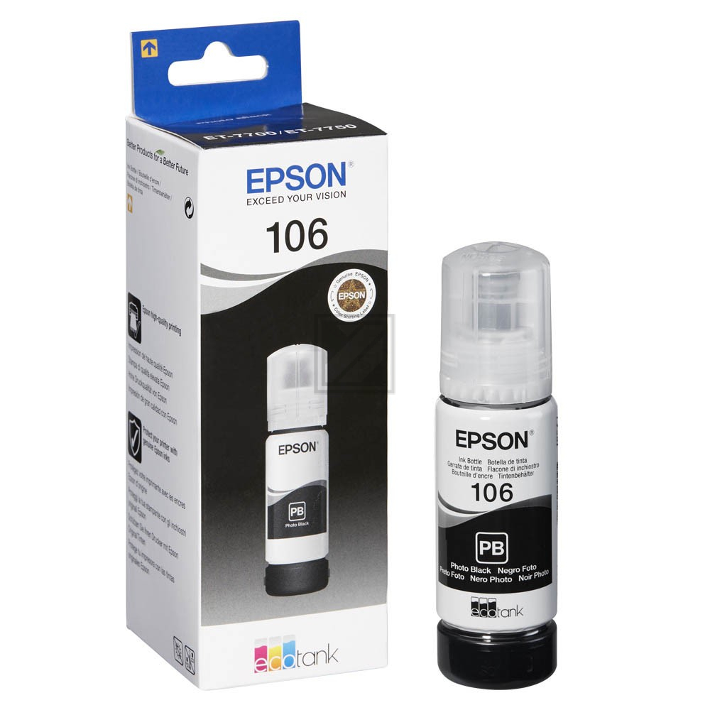 C13T00R140 // 106 / schwarz / original EPSON Tintenflasche schwarz / C13T00R140 / 5000 S. / 70.00 ml