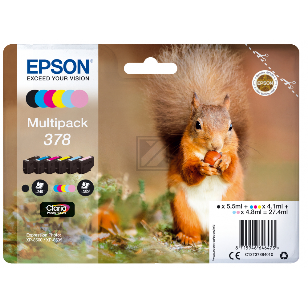 C13T37884010 // 378 / original EPSON Tintenpatrone MultiPack / C13T37884010 / 5.50 ml