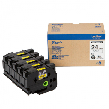 HGE651V5 / schwarz gelb / original BROTHER PTouch Farbband / HGE651V5