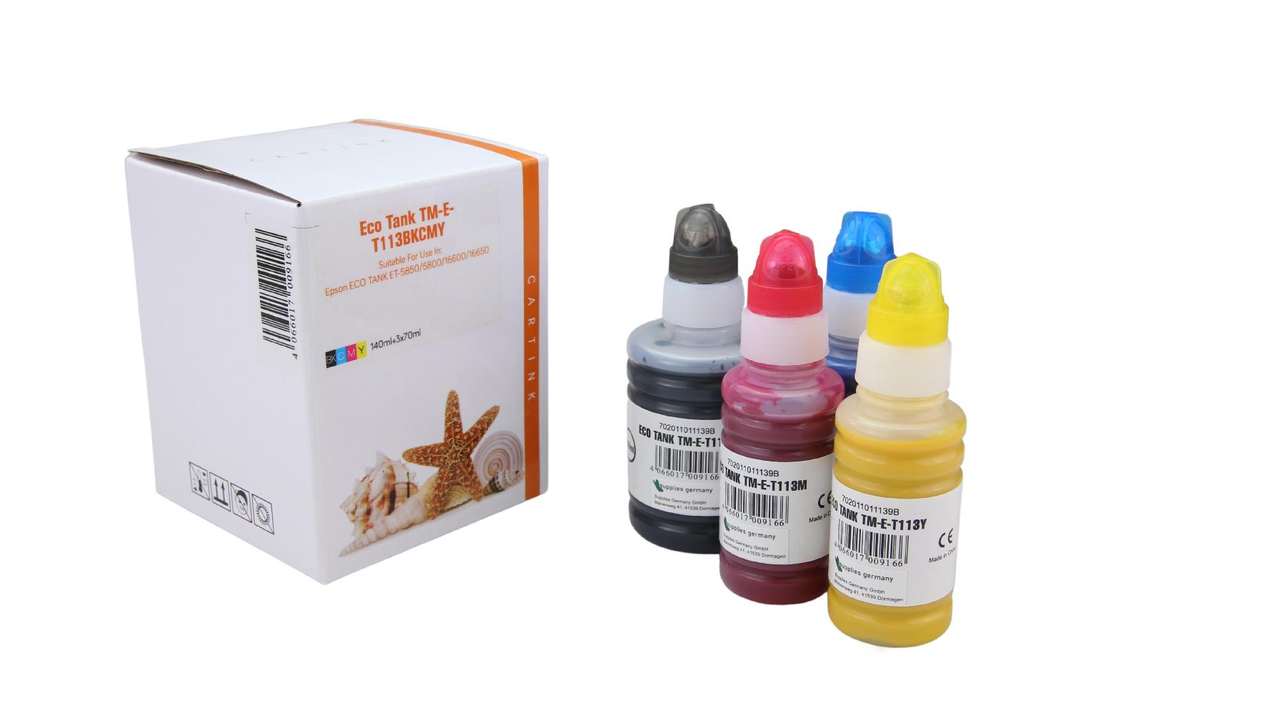 Alternativ Eco Tank Nachfüllflasche für Epson / C13T06B140440 / BK140ml / CMY70ml