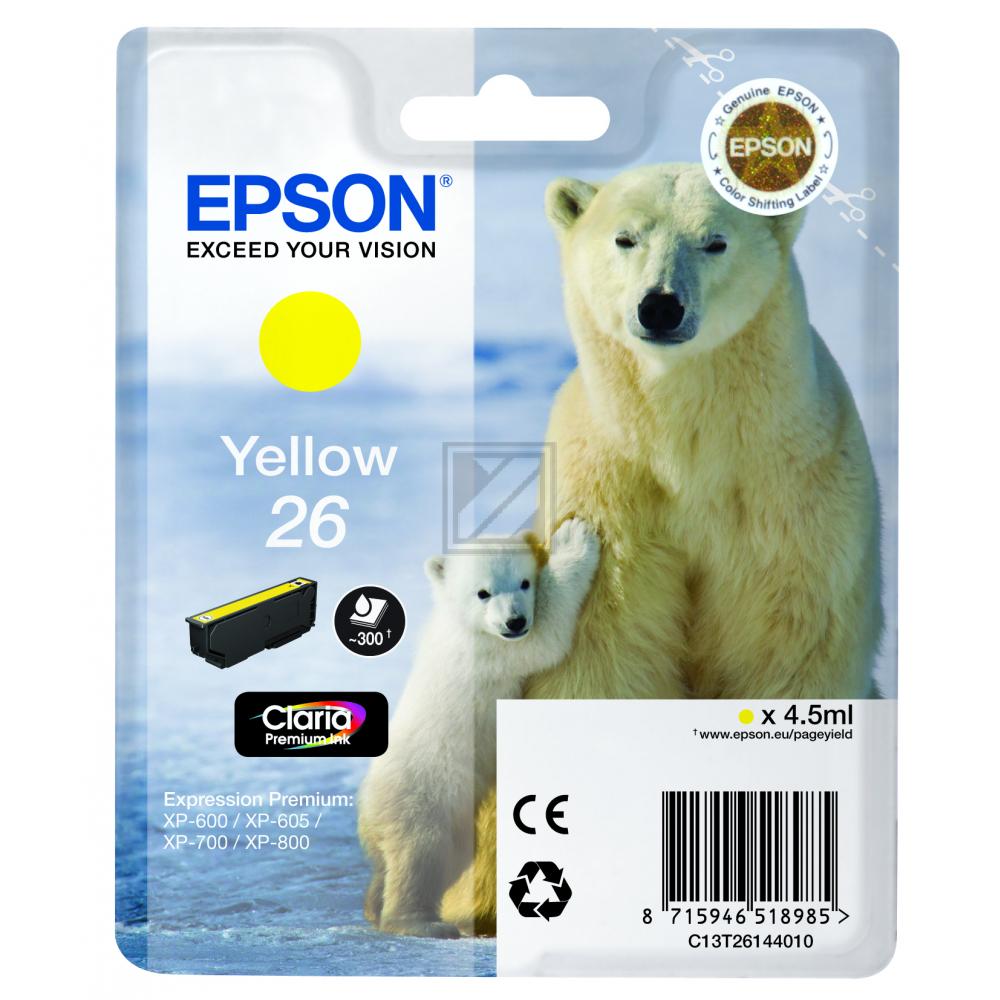 C13T26144010 // 26 / gelb / original EPSON Tintenpatrone gelb / C13T26144010 / 300 S. / 4.50 ml