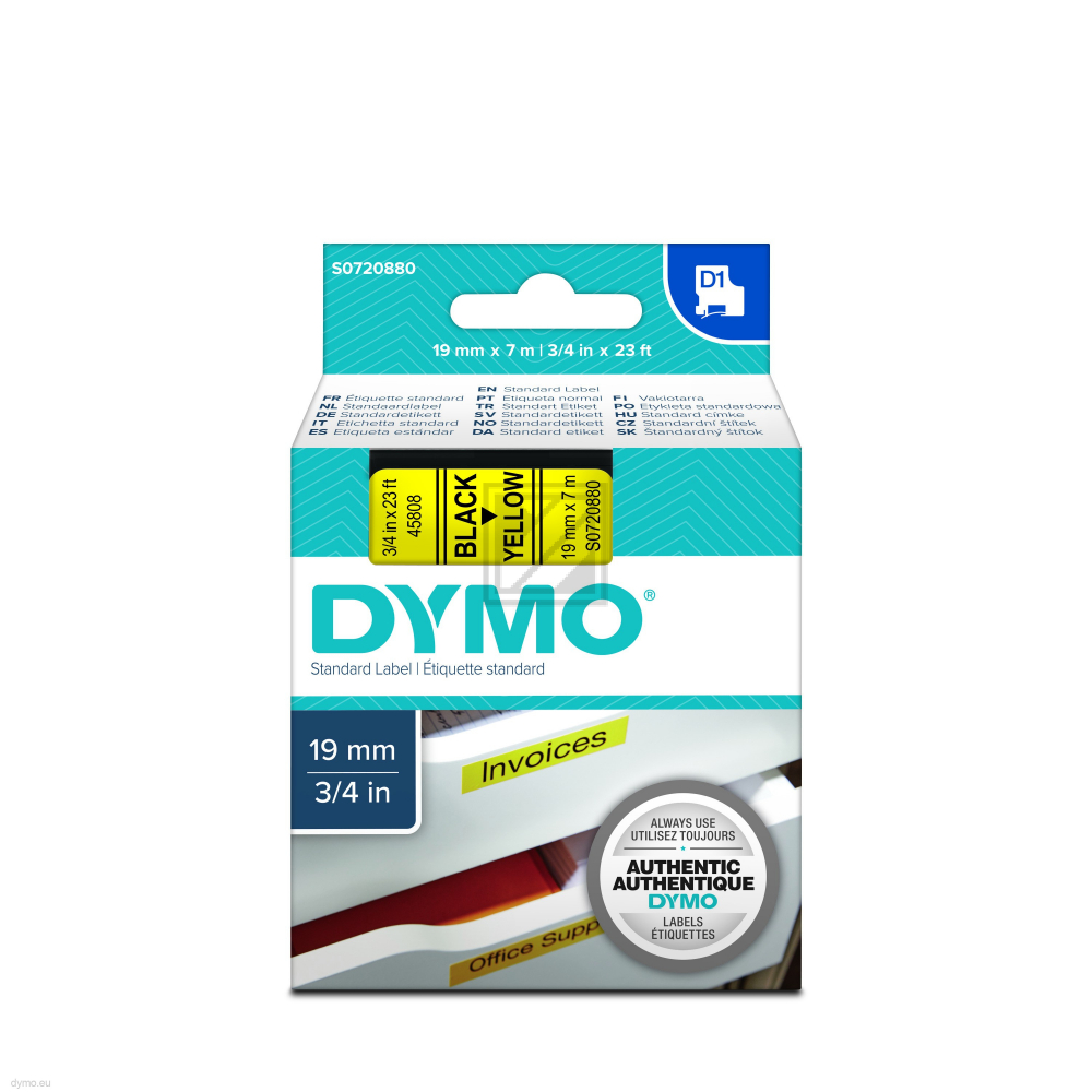 S0720880 Dymo Schriftband 19mm, schw/gelb, 7m (458 / 45808 // S0720880