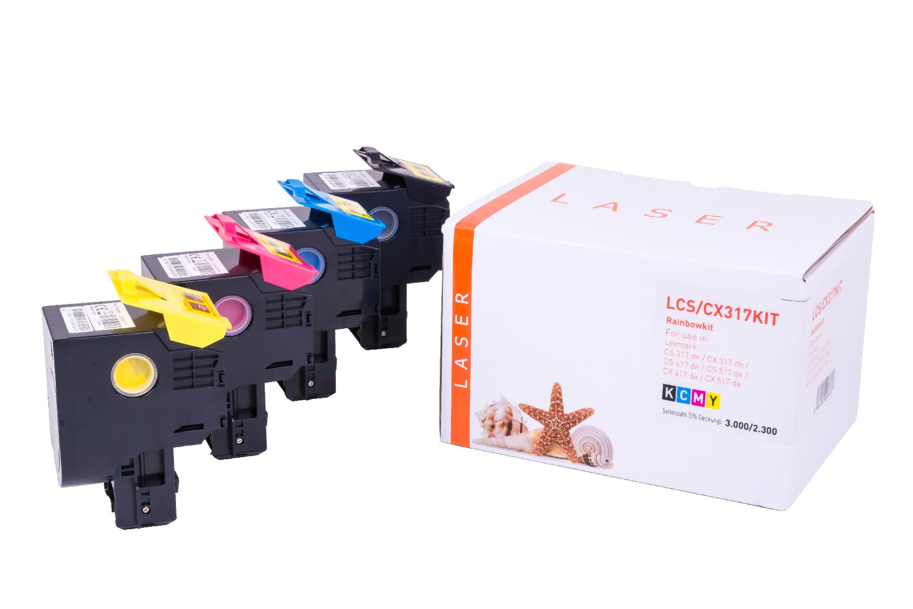 Alternativ Toner Rainbowkit für Lex / 71B20K0/C0/M0/Y0 / BK3.000 / CMY2.300 Seiten