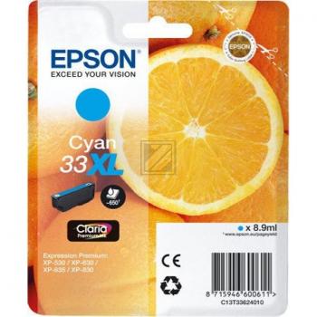 C13T33624012 // 33XL / cyan / original EPSON Tintenpatrone cyan / C13T33624012 / 650 S. / 8.90 ml