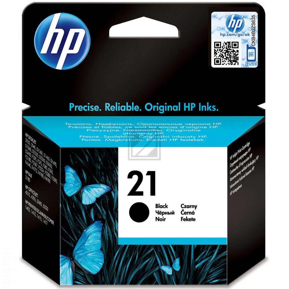 C9351AE // 21 / schwarz / original HP Druckkopfpatrone schwarz / C9351AE / 190 S. / 5.00 ml